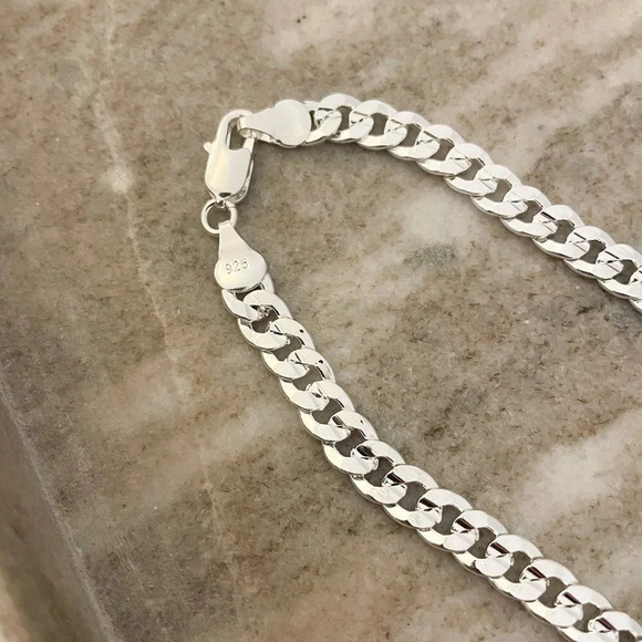 925 Sterling Silver Curb Chain Link Necklace Minimalist Stacking Layer Necklace - Picture 4 of 4